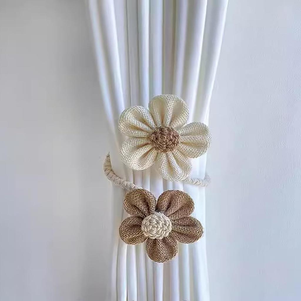 Curtain Tiebacks, Boho Decor Holdback Farmhouse TieBacks for Blackout/Sheer Curta, Cute Flower Curtain Ties Decorative Rope for Bedroom Window