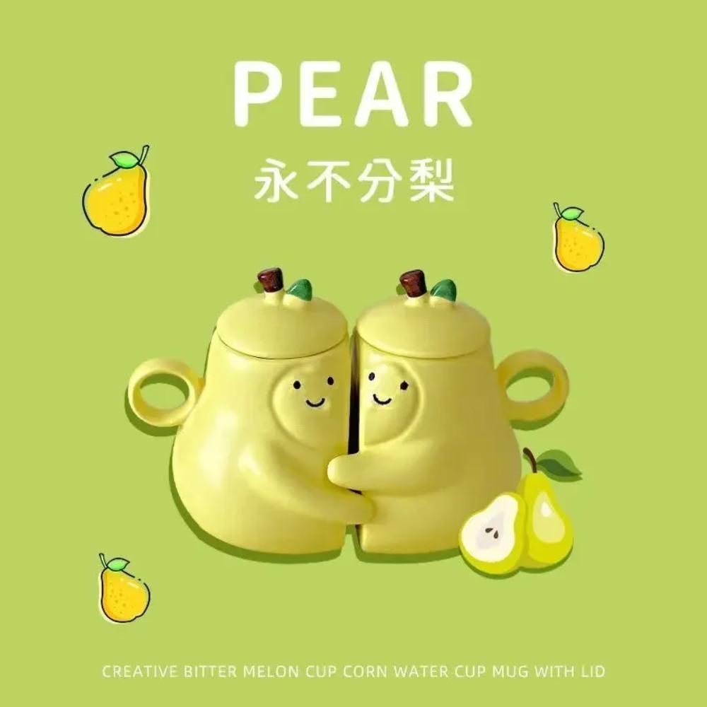 Kawaii Never Divide Pear Hugging Pear Couple Ceramic Cup Ins High Appearance Level Mug Cute Birthday Gift Water Cups Ceramic Mug