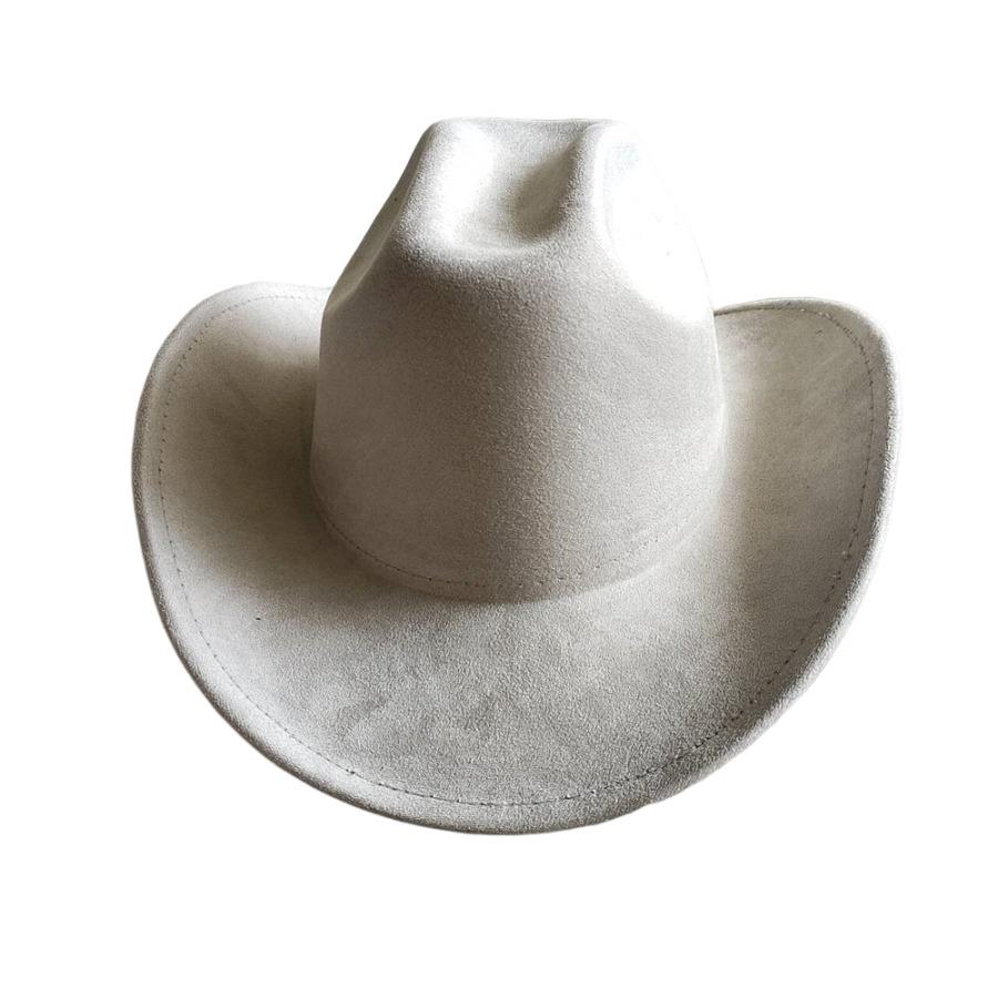 Cow Head Belt Suede Leather 7.5Cm Western Cowboy Fedora Hat Women'S Men'S Church Jazz Hat Fashion Travel Party Hat Denim Hat