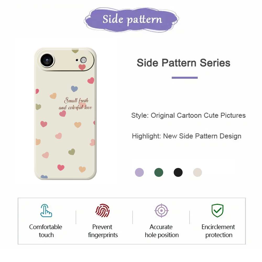 For iPhone 17 Air Case Colorful Love Pattern Printing Straight Edge TPU Phone Back Cover