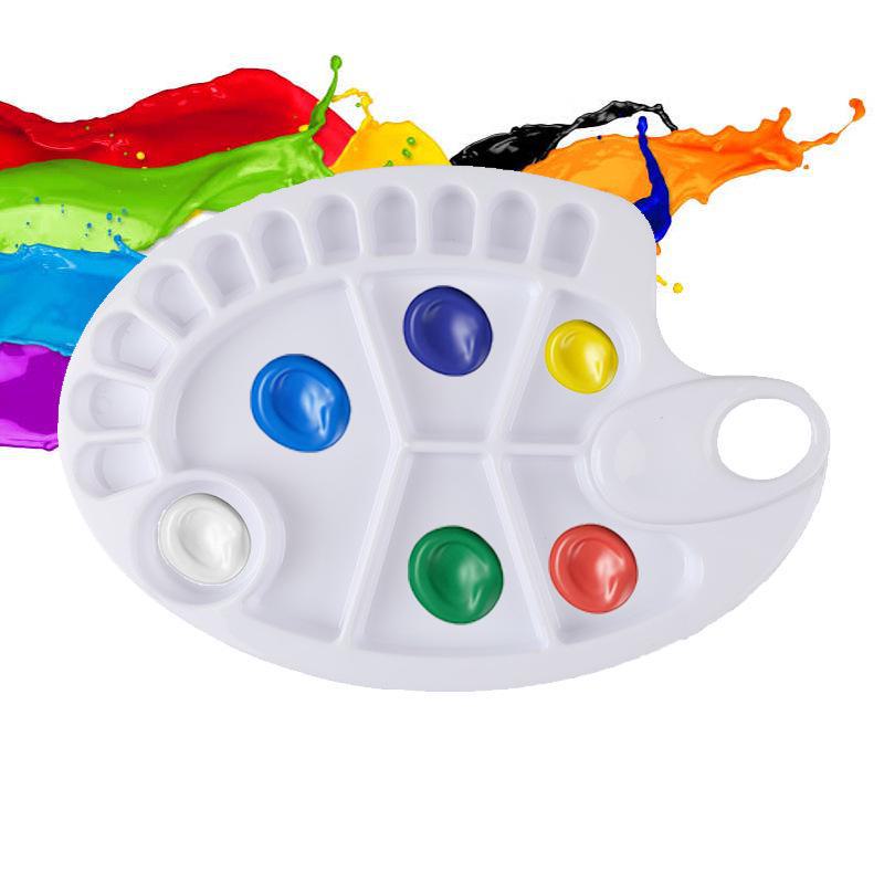 "Children's White Plastic Painting Palette: Plum-Shaped Acrylic & Watercolor Tray"