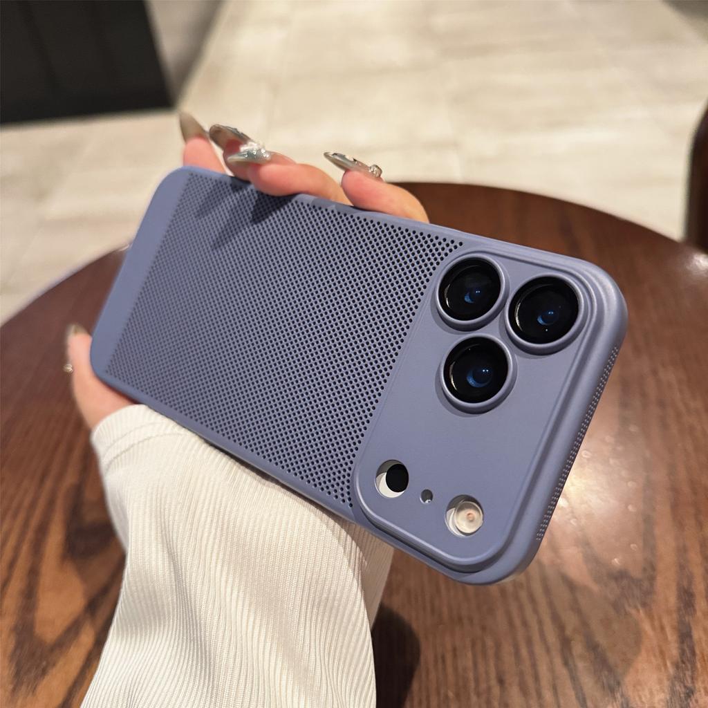 Cooling Matte Heat Dissipation Grid Case For iPhone 17 Air 16 16E 15 14 13 12 11 Pro Max Plus Glass Lens Protection Hard Cover