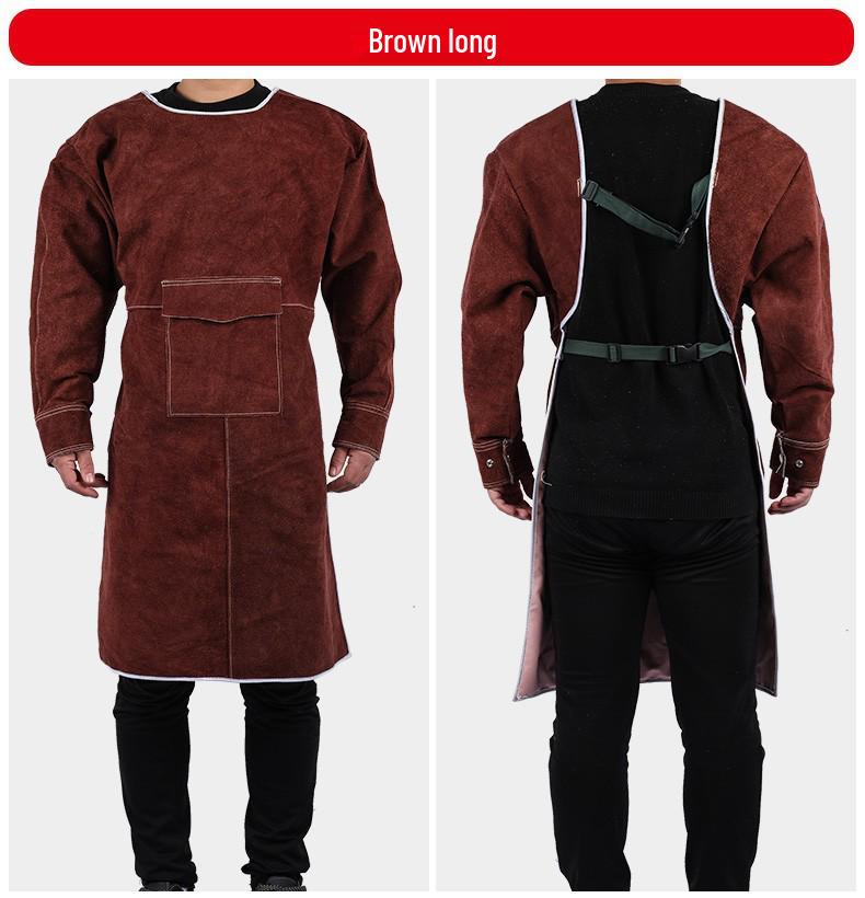 Grembiule da Saldatura in Pelle di Bovino - Resistente al Calore, Antischizzi, Indumento da Lavoro Reversibile per Saldatori.