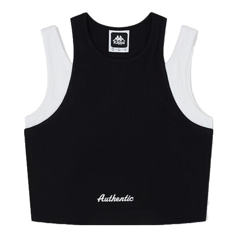 Kappa Women s Faux Two-Piece Crop Sleeveless Top L