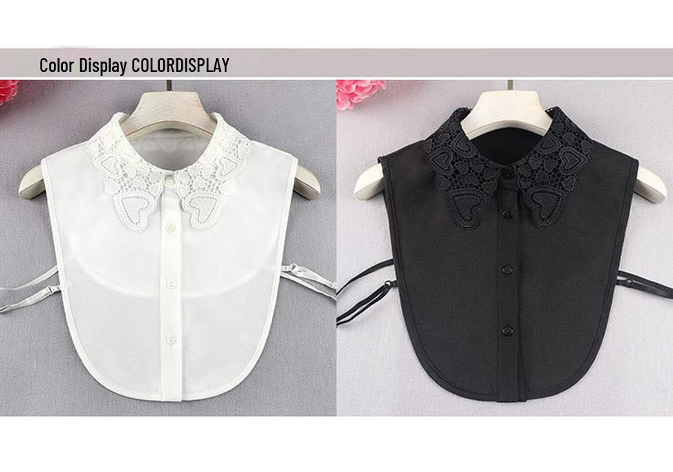 Spring & Winter Women's Anti-Wrinkle Chiffon Embroidered False Doll Collar Lapel Shirt Collar