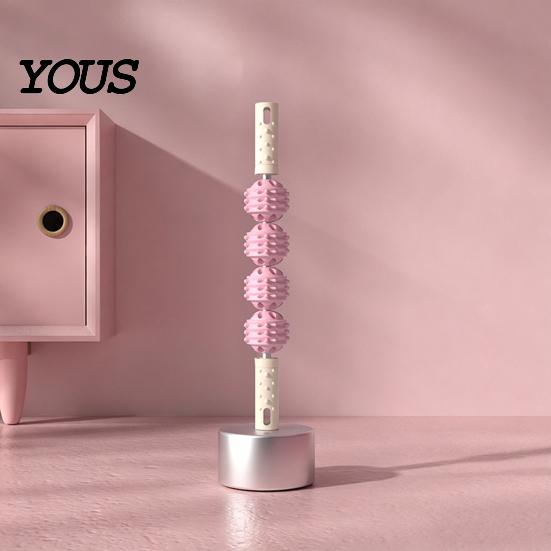 Back Massage Stick Foam Roller 4-Ball Stick, Deep Tissue Muscle Sore Pain Relief Arm Massager, Massager for Leg Belly