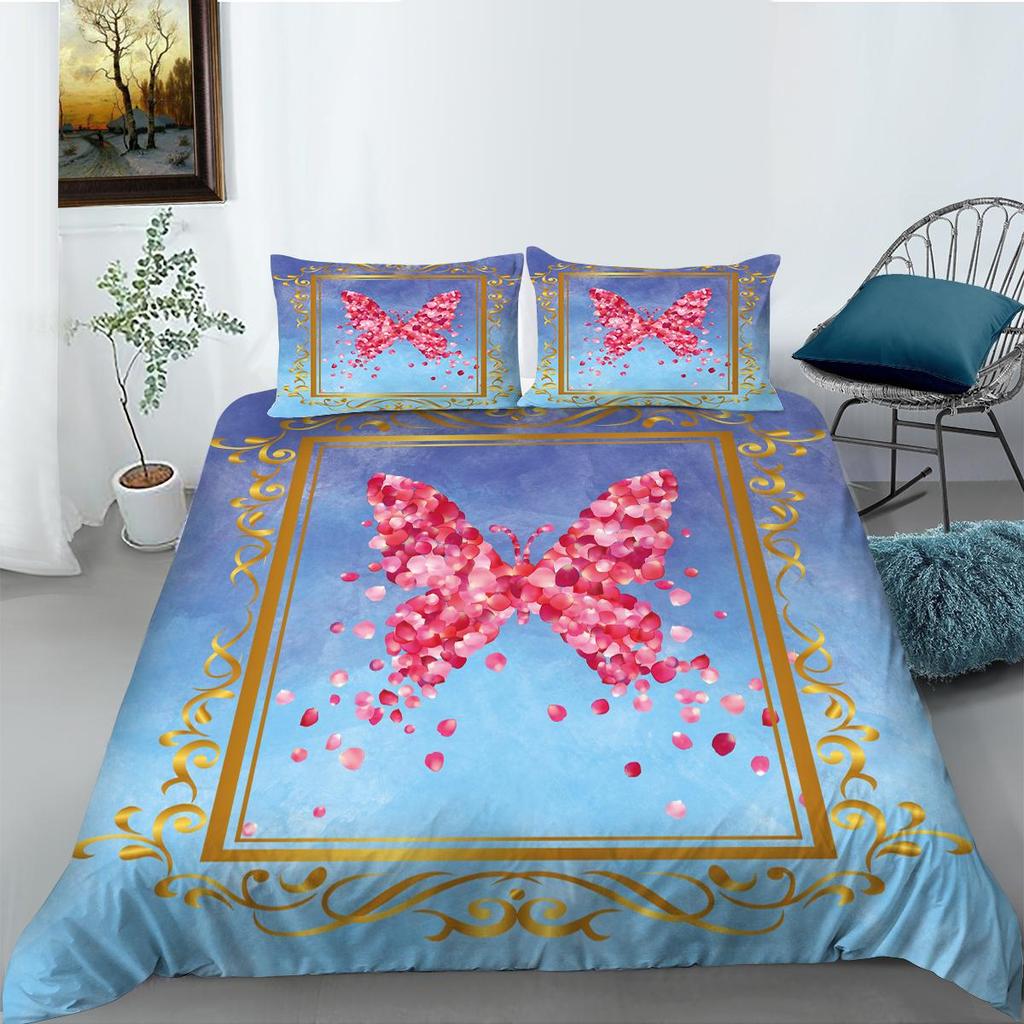 3D Printing Bedding Single Double Bed Full Size Pillowcase and Quilt Cover 2/3 Pieces of Microfiber Insect Printing Comfortable Home Decoration