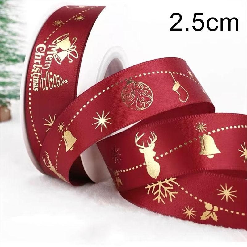 25 Yards/Lot Printed 10/25mm Christmas Ribbon DIY Gift Packing