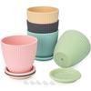 Plastic Round Flower Pot with Tray | Plant Pot for Home, Terrace, Garden Etc | Planter | Pack of 05 | Multicolor | Size 6.5 Inch