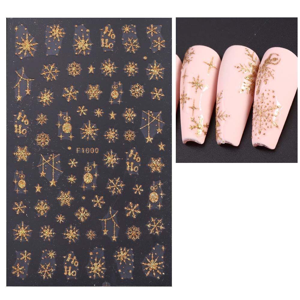 DIY Nail Charms Christmas Bronzing Nail Decals Christmas Snowflake Nail Decorations  Girls