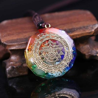 Orgonite Pendant Necklace Quantum Pendant Solar Energy Ions Chakra Natural Crystal Gravel Agate Gravel