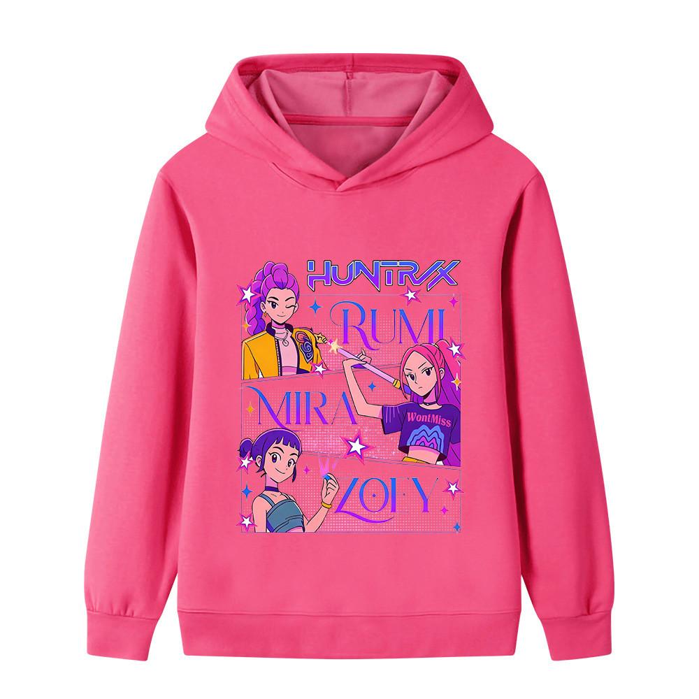 B1239 Kids Boys Girls Kpop Rumi Zoey Mira Print Long Sleeves Hoodie