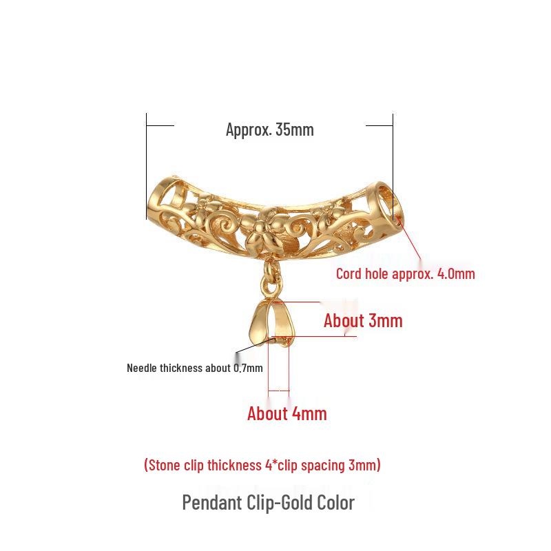 18K Gold-Plated Thai Silver Pendant Bail with Agate Jade Buddha Guanyin Clip