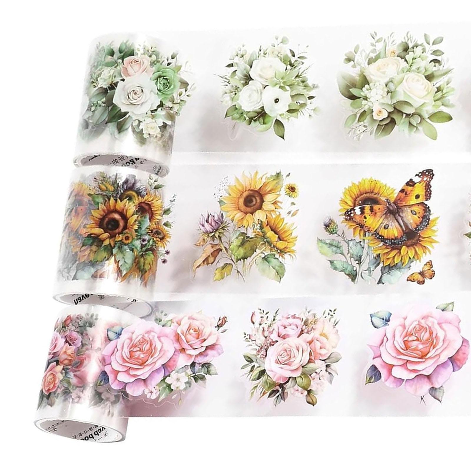 

3 рулона цветочных наклеек, декоративная лента для скрапбукинга, эстетическая клейкая лента для скрапбукинга, журнала, фотоальбома, блокнота 1