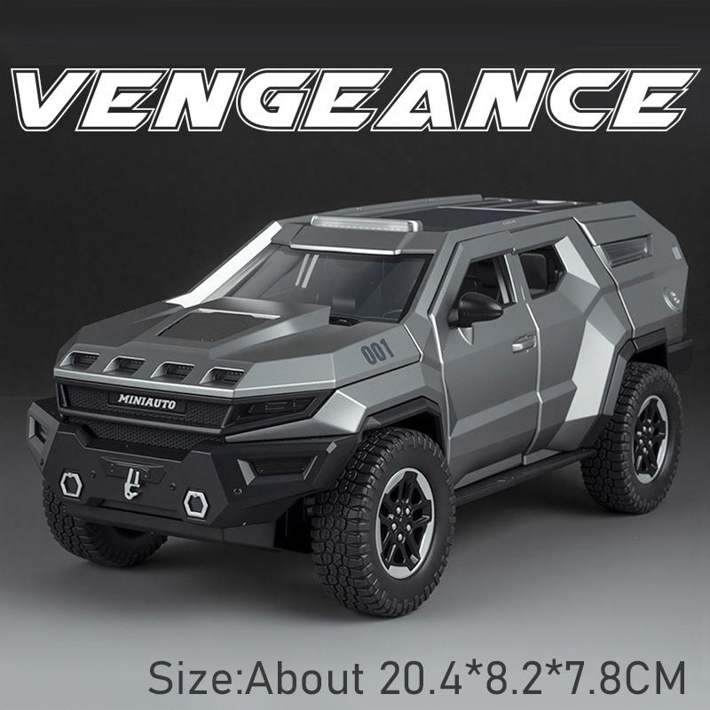 1:24 Scale Rezvani Vengeance RAM MAMMOTH Alloy Car Model Toy Pull Back Music Light Cross-Country Vehicles Home Decoration