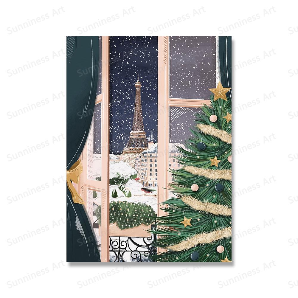 Christmas Gift Travel London Paris Prague Wall Art Canvas Painting Holiday Cottage Posters and Prints for Living Room Home Decor