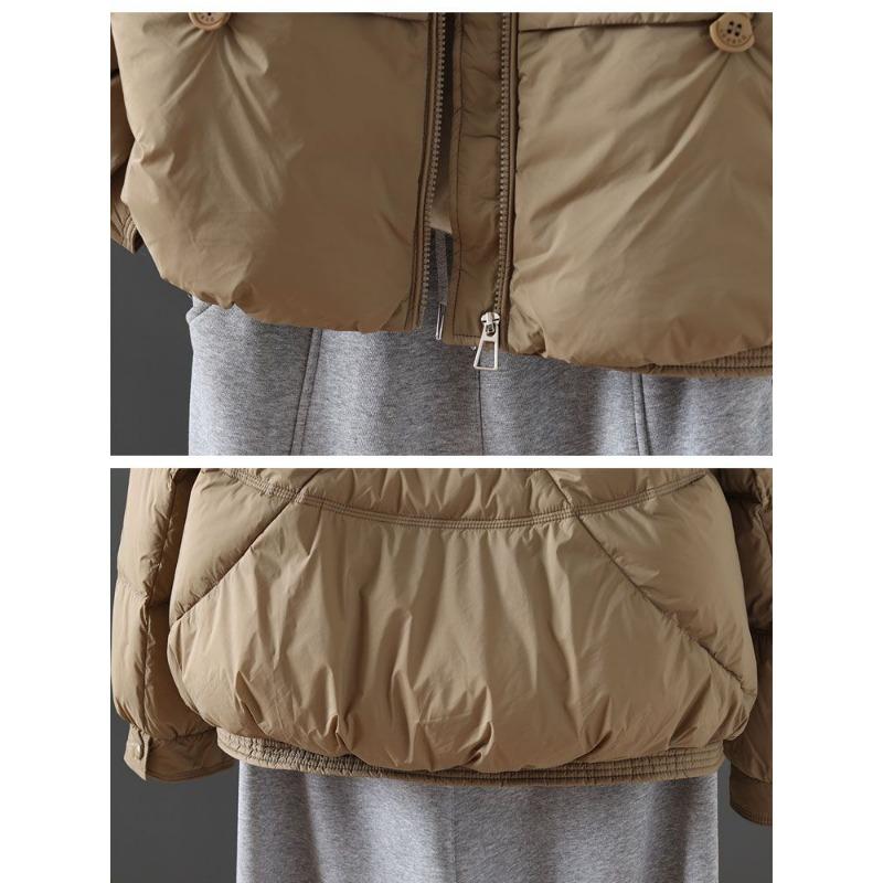 Chaqueta de Algodón Elegante y Adelgazante para Mujeres Petite, Ligera y Cálida, Diseño de Cuello Alto