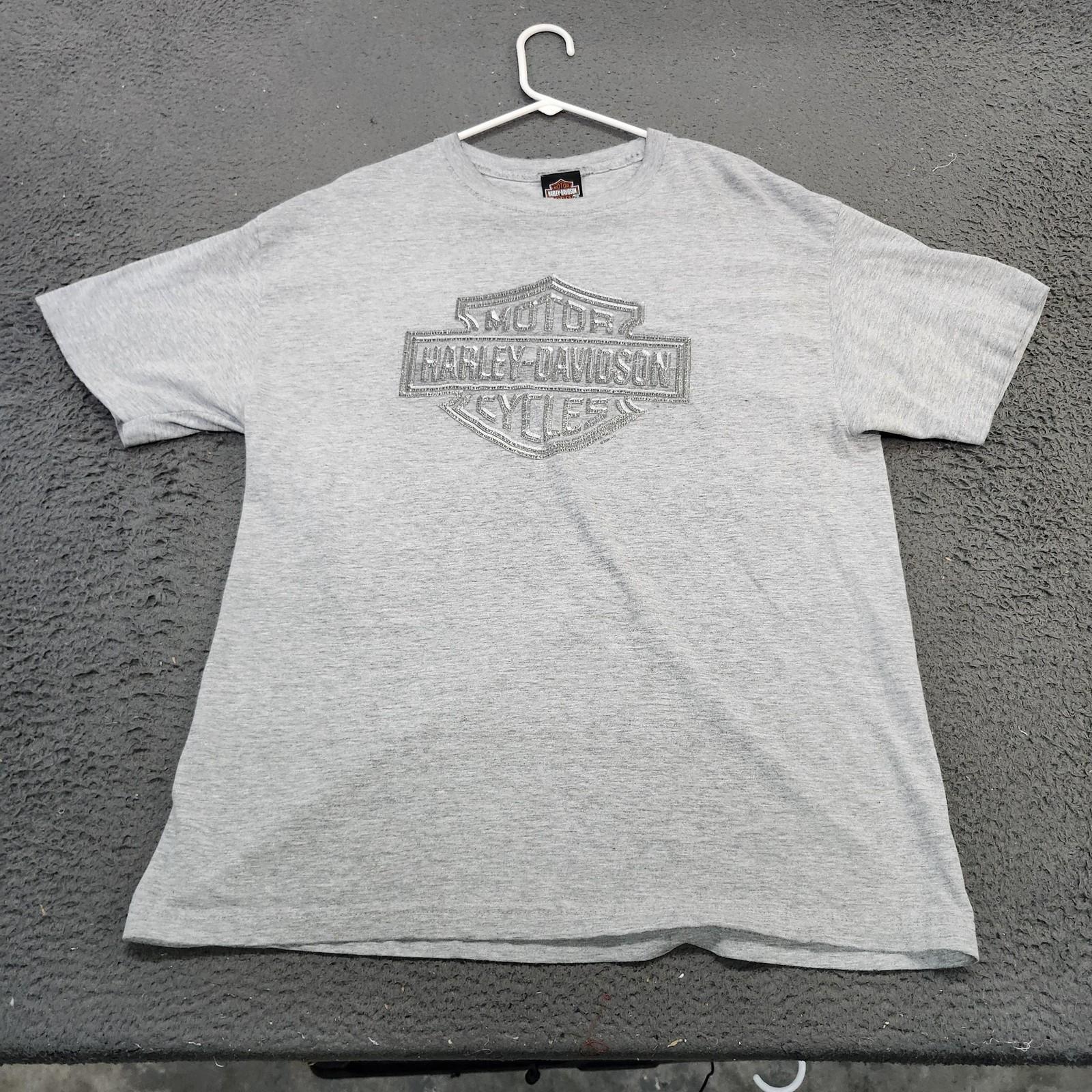 Harley-Davidson Las Vegas Shirt Mens XL Gray Bar Shield Graphic Tee Double Sided Unisex T-Shirt S
