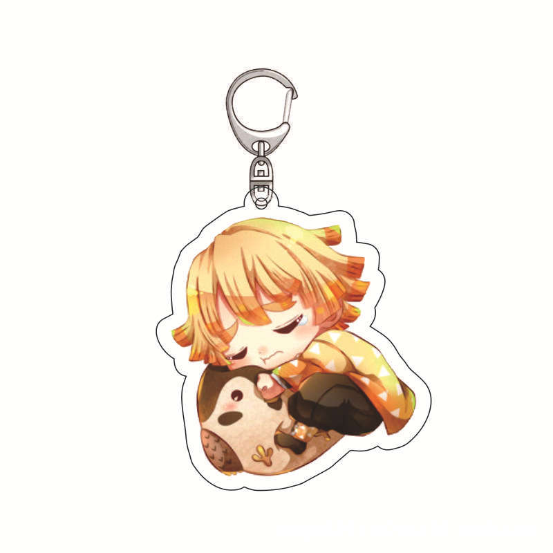 Acrylic Keychain Demon Slayer Anime Tanjiro Nezuko Zenitsu Inosuke Pendant Charm Durable Gift for Fans Collection Cosplay Accessories