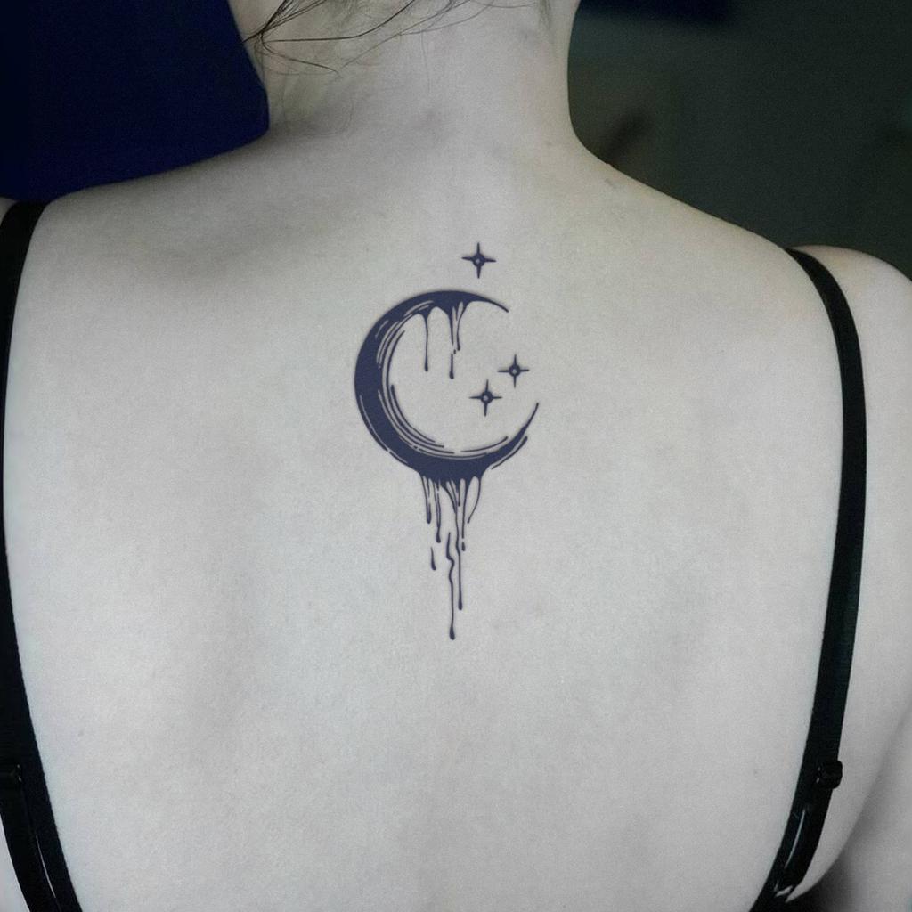 Premium Herbal Semi-Permanent Simple Star Moon Fringe Tattoo Sticker