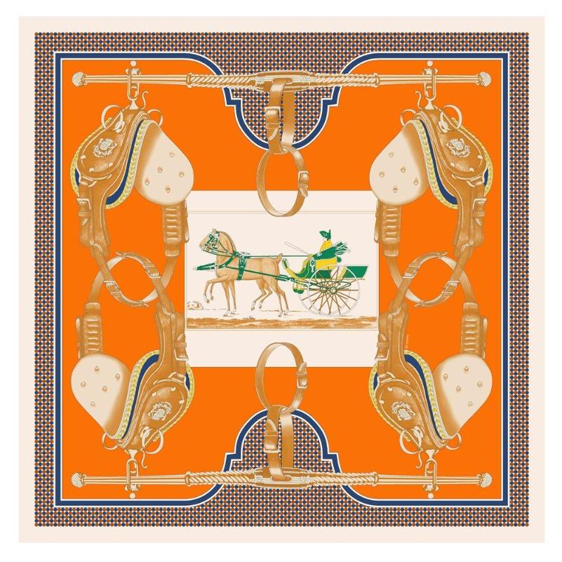 POBING Twill Silk Square Scarf Animals Print Women Scarves&Wrap Giraffe Neckerchief Spanish Foulards cachecol Large Bandana