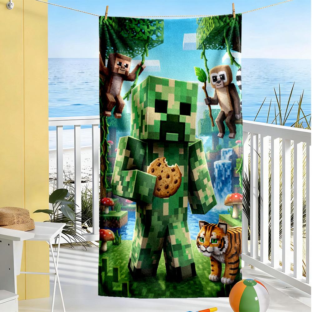 Minecraft Beach Towel Super Soft Microfiber Quickdry Fabric Comfortable Lightweight