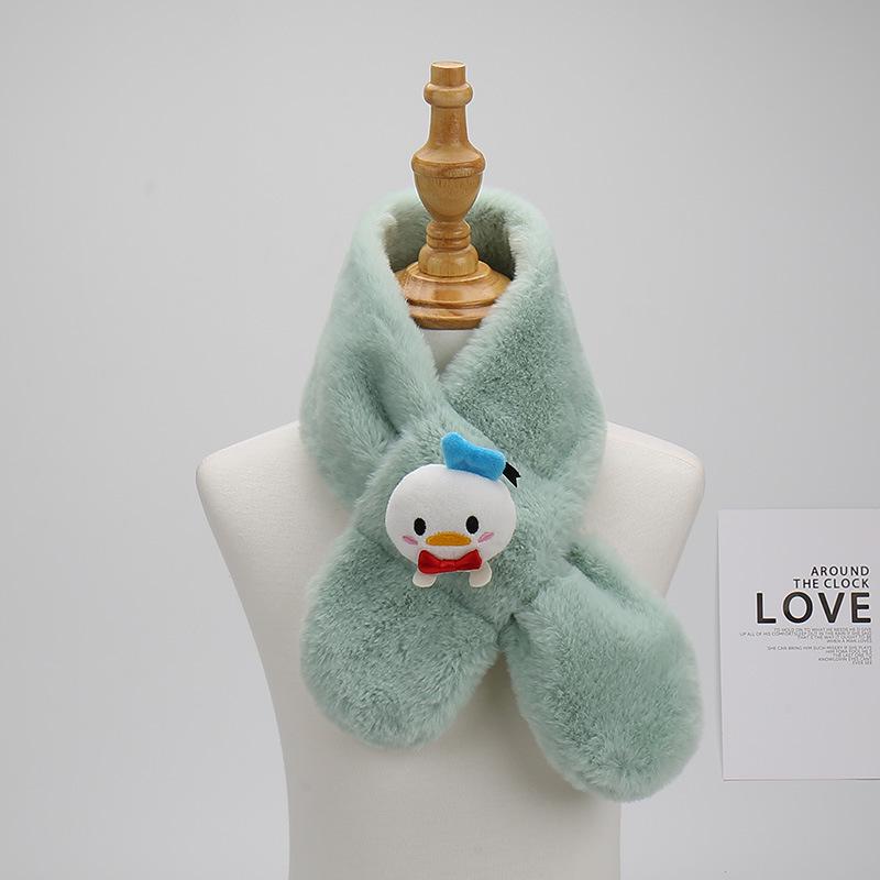 2025 Cartoon Cute Faux Rabbit Fur Children's Plush Scarf - Winter Thickened Neck Warmer for Boys and Girls.