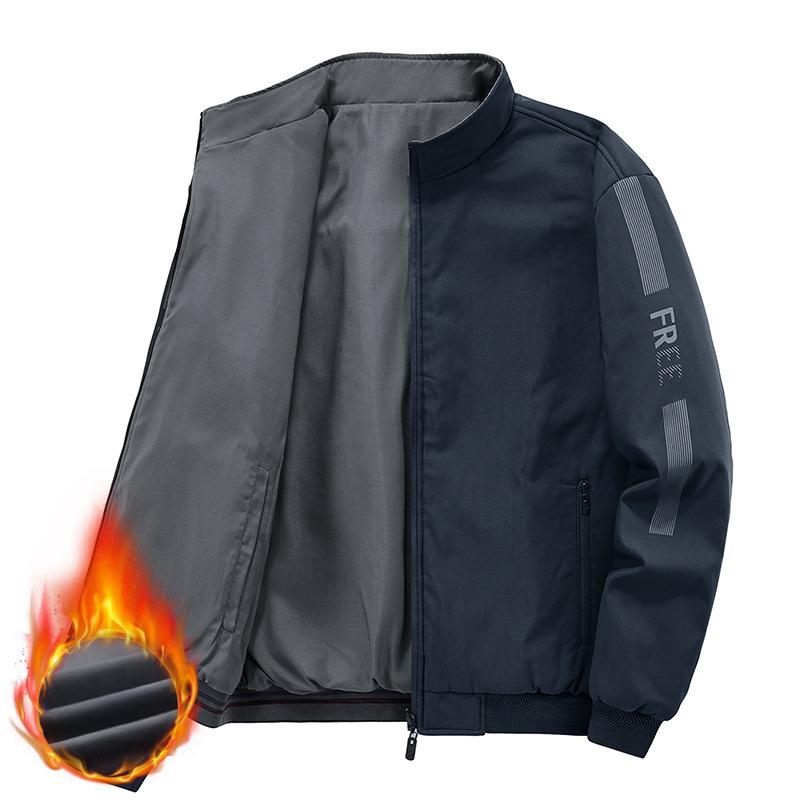 Bomber Jacket Men's New Autumn and Winter Large Size Cotton Coat Double-sided Cotton Casual Baseball Uniform