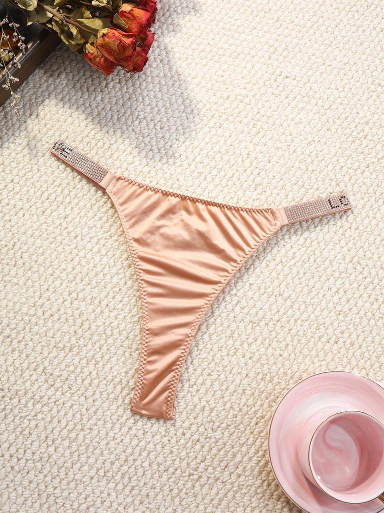 Women's Plus Size Rhinestone Sport Thong - Mid-Low Waist, Breathable Cotton Crotch, Sexy & Comfortable 442
