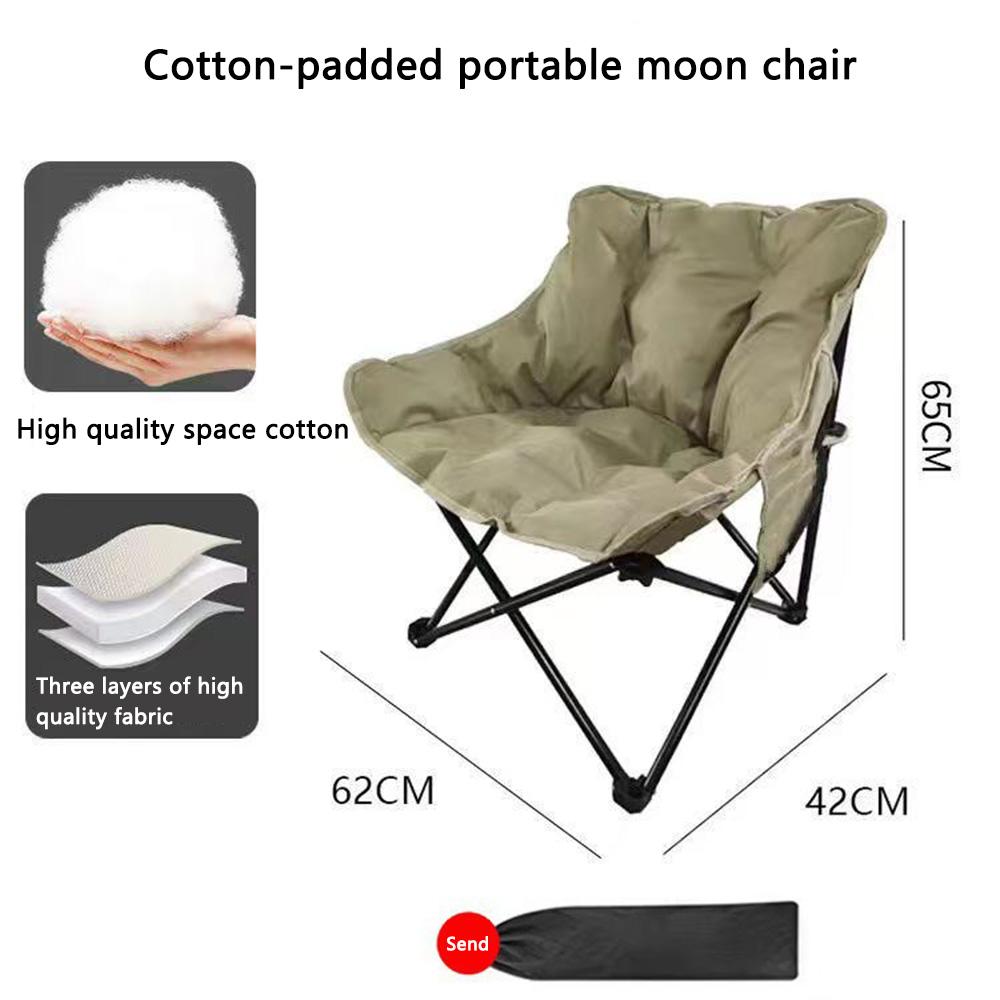 Padded Comfy Folding Camping Chair High-Back Adjustable Moon Chair Supports 550lbs for Camping & Outdoor Sketching, Hiking