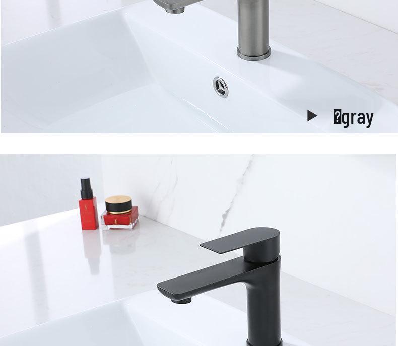 Brushed Stainless Steel Single Cold Water Washbasin Faucet for Flat or Countertop Basin 