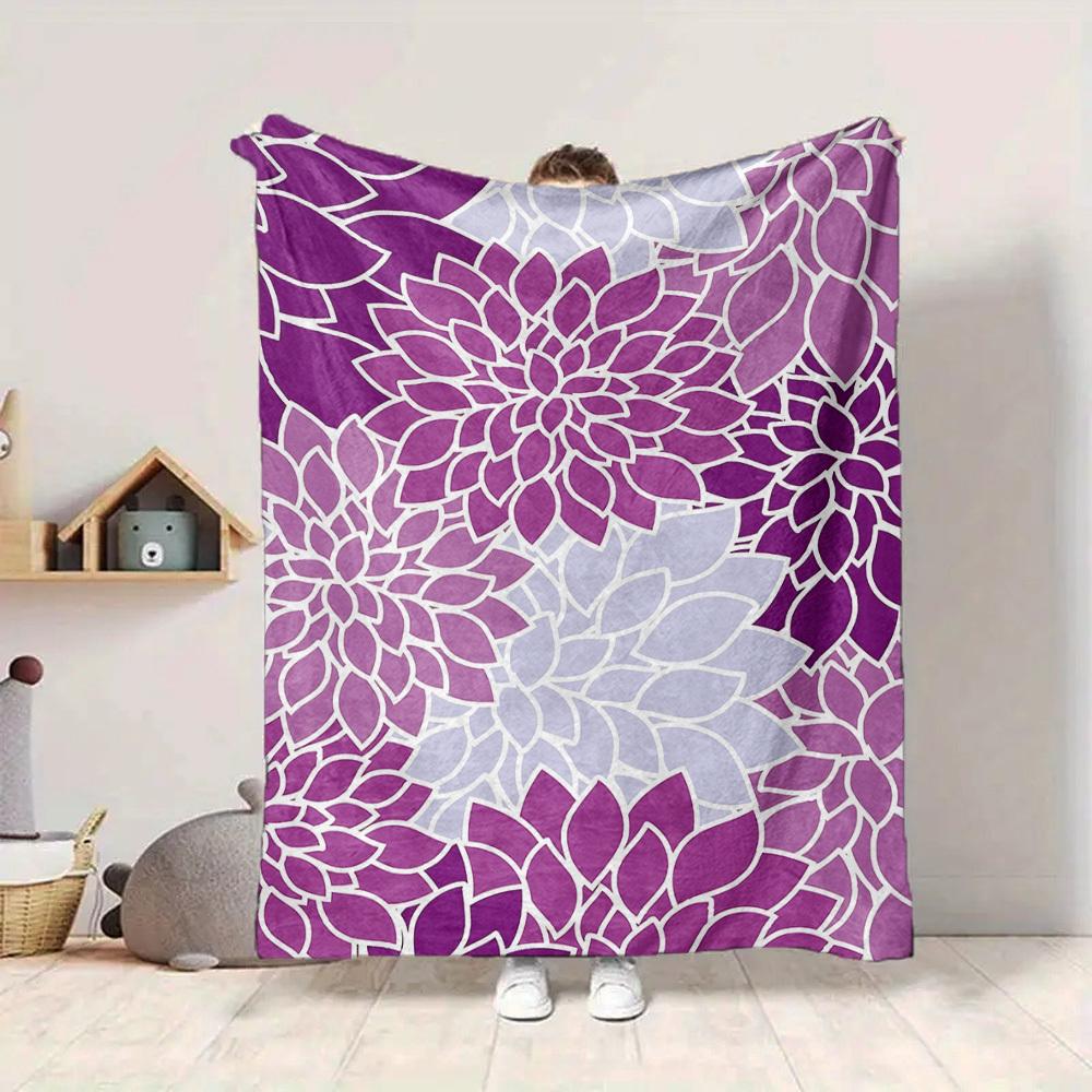 1pc Purple Floral Pattern Blanket Warm, Cozy, And Soft, Suitable for Sofas, Beds, Cars, And Office Use.Perfect for Camping And Travel, Making It a Gre