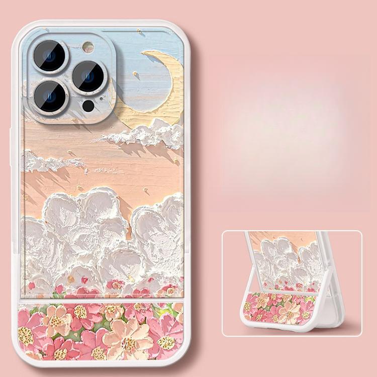 Oil Painting Flower Sea Suitable for Iphone16 IPhone Case 15 Invisible Bracket 14 Soft Silicone 13promax Huawei