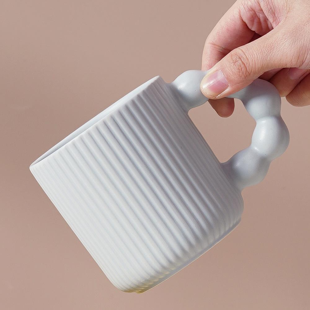 

Pearl Ball Handle Porcelain Mug with Lid Macaron Color Coffee Cup Cute Office Tea Cup Home Couple Water Cup 301-400ml