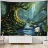 Forest Firefly Tapestry Dreamy Landscape Polyester Wall Hanging Fabric Aesthetic Home Decoration Living Room Background Poster