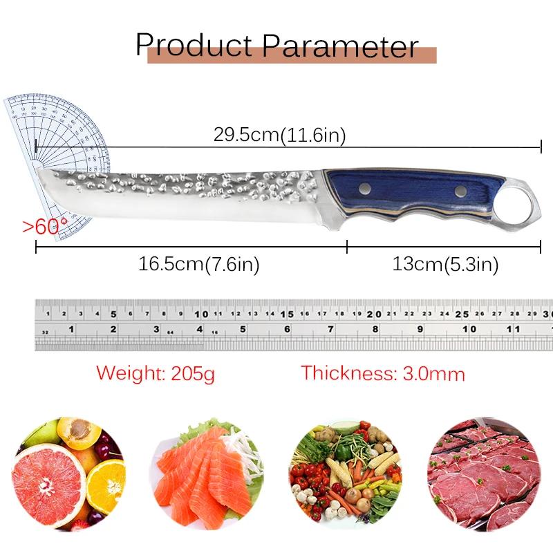 Forged Boning Knife Stainless Steel Butcher Knife Kitchen Knife Cutting Meat Cleaver Chef Knives Wooden Handle Kitchen Supplies
