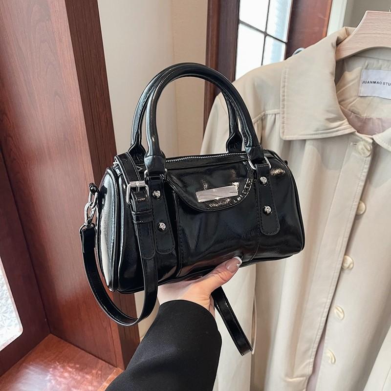 

Burgundy Mini Handbag For Women Commuter Bost bag Bright PU Leather Pure Color ladies Shoulder Crossbody Bags bolsa чёрный
