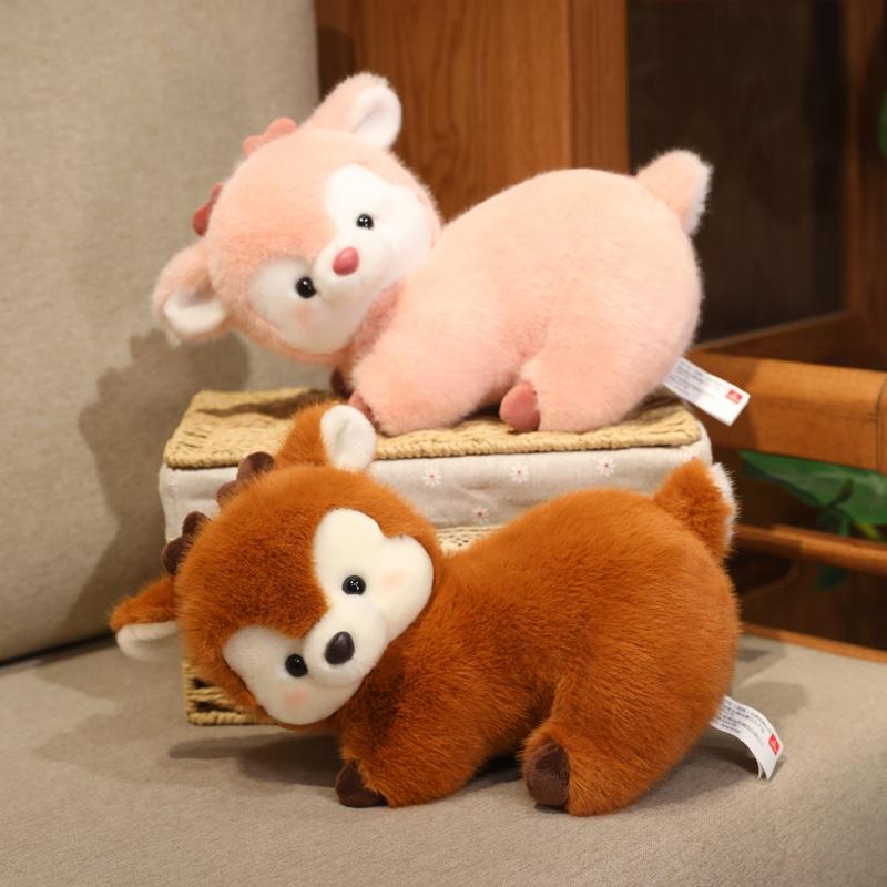 Kawaii Christmas Elk Animals Plush Dolls Stuffed Soft Toys Sika Deer For Kids Family Xmas Birthday Gift Party Decor for  Baby