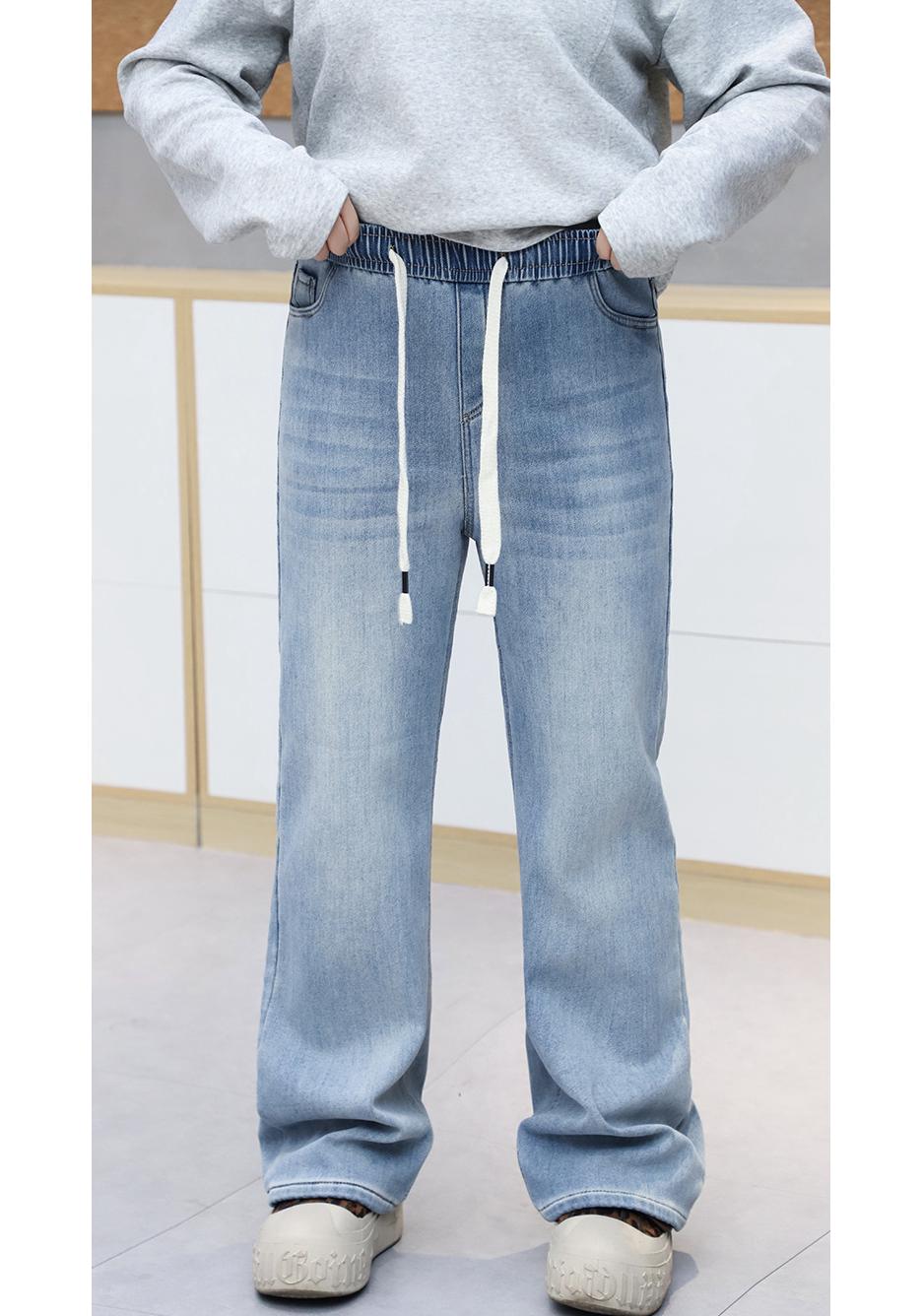 

Comfortable Slimming Light Blue Plus Velvet Straight-Leg Jeans for Autumn/Winter – Plus Size Women s Clothing 8XL (230-260 Jin) світло-синій колір