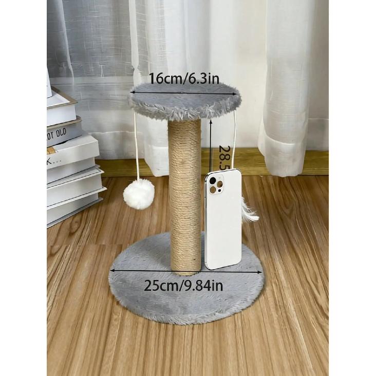 Mini Sisal Cat Scratching Post Kitten Climbing Tower, Vertical Wear-Resistant No-Debris Claw Care Tower, Suitable For Small Apartments, Built-In