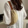Women'S Light Brown Woven Chest Bag with Zipper Closure - Breathable Crossbody Phone Pouch, Stylish Beach & Sports Waist Bag, Casual Activity Bag