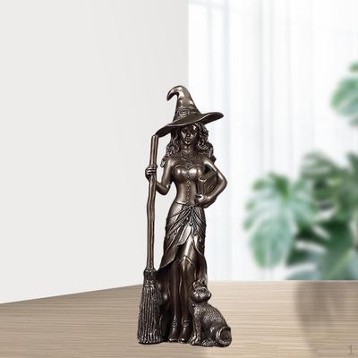 Statuetta di strega con pentacolo, statuette di donne, sculture decorative per la decorazione del bar dell'hotel
