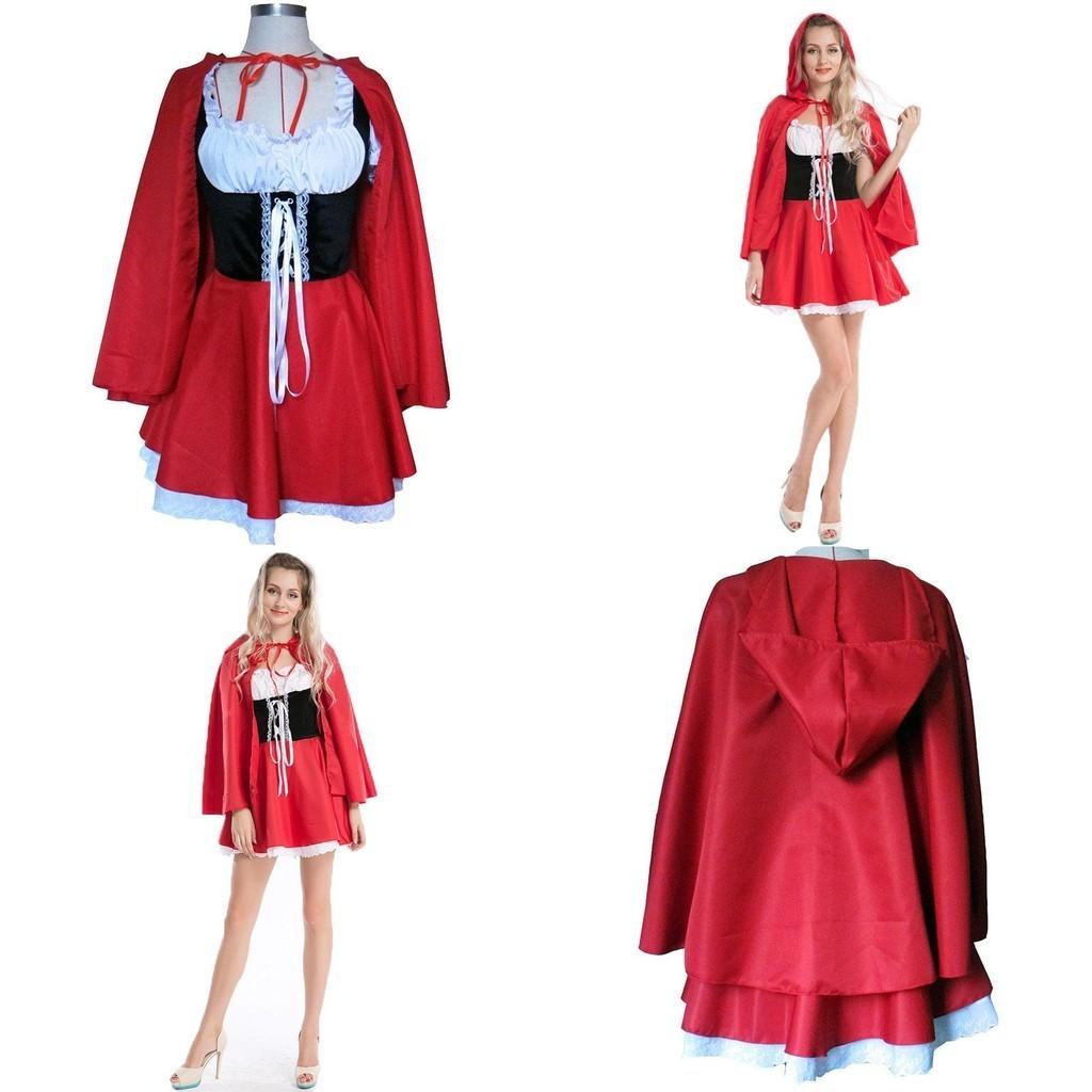 Enchanting Womens Little Red Riding Hood Costume Featuring Puff Sleeves And A-line Design