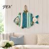 Wooden Fish Wall Hanging Lighted Decor, Rustic Nautical Fishing Wood Sculpture with LED Lights, Camp RV Coastal Ornaments Beach Theme Farmhouse