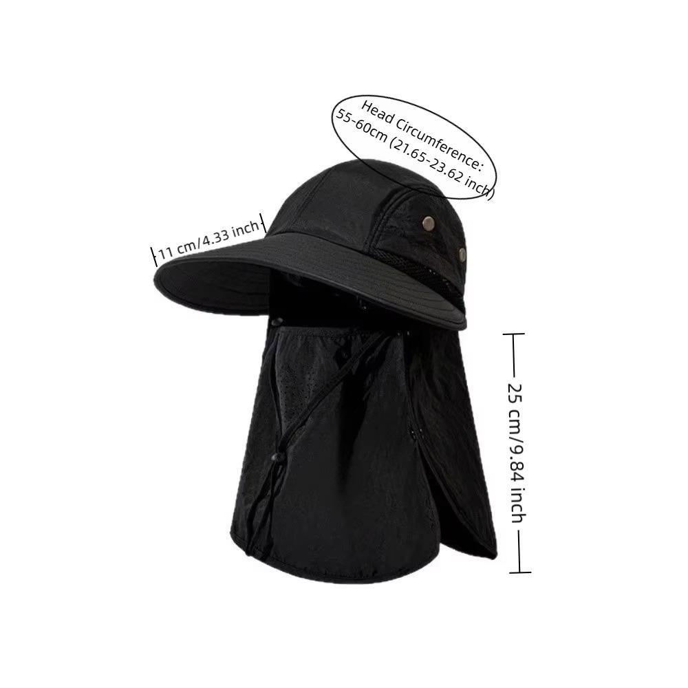 Large Brimmed Sun Hat Full Face Coverage Wide Brim Hat Casual Neck Flap Cap Men Women
