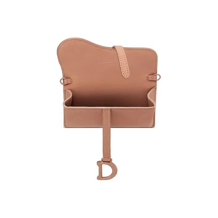 DIOR Saddle Ultra Matte Chain Nano Calfskin Crossbody Clutch Saddle Bag Shoulder Bag Women's Light Brown