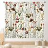 Mushroom Curta, Retro Wild Floral Botanical Mushroom Cottagecore Nature Plants Herbs Farmhouse Blackout Drapes For Kitchen