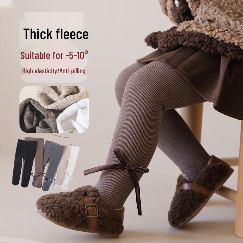 Kinder Winter Fleecegefütterte Socken mit Vertikalstreifen - Dicke, modische Strümpfe für Mädchen