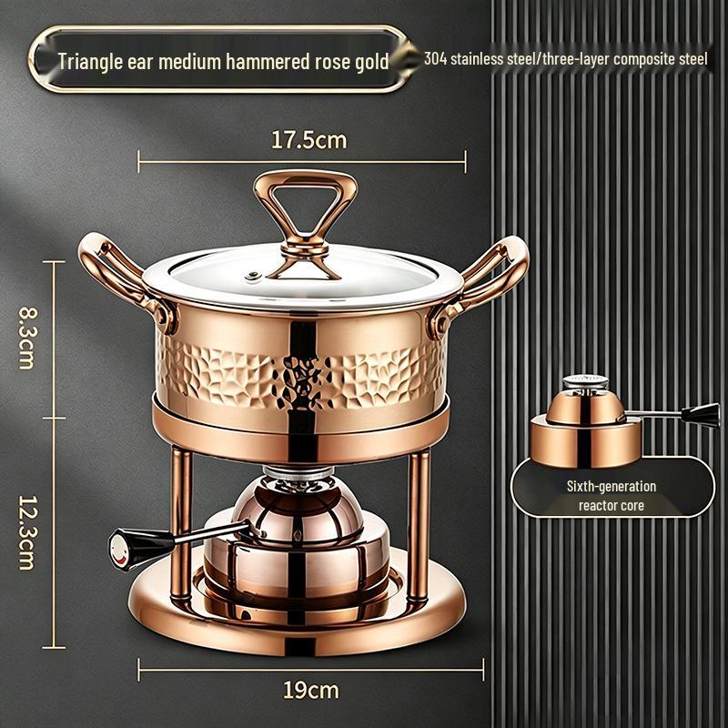 304 Stainless Steel Single-Person Hot Pot with Inflatable Gas Stove for Home, Commercial, and Camping Use