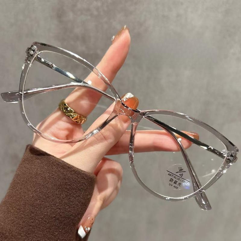Oversized Cat-Eye Presbyopia Glasses Luxurious Ultra-Lightweight Blue Light-Blocking Women Reader Eyewear Diopter 0 To +4.0